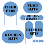 chair pads, placemats, kitchen mats, coasters and other dining room rugs