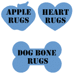 apple rugs, heart rugs, dog bone rugs and other specialty rugs
